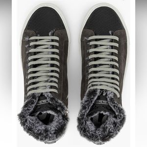 P448 Star 2.0 Gray Suede Leather Fur Insulated High Top Sneakers Sz 41